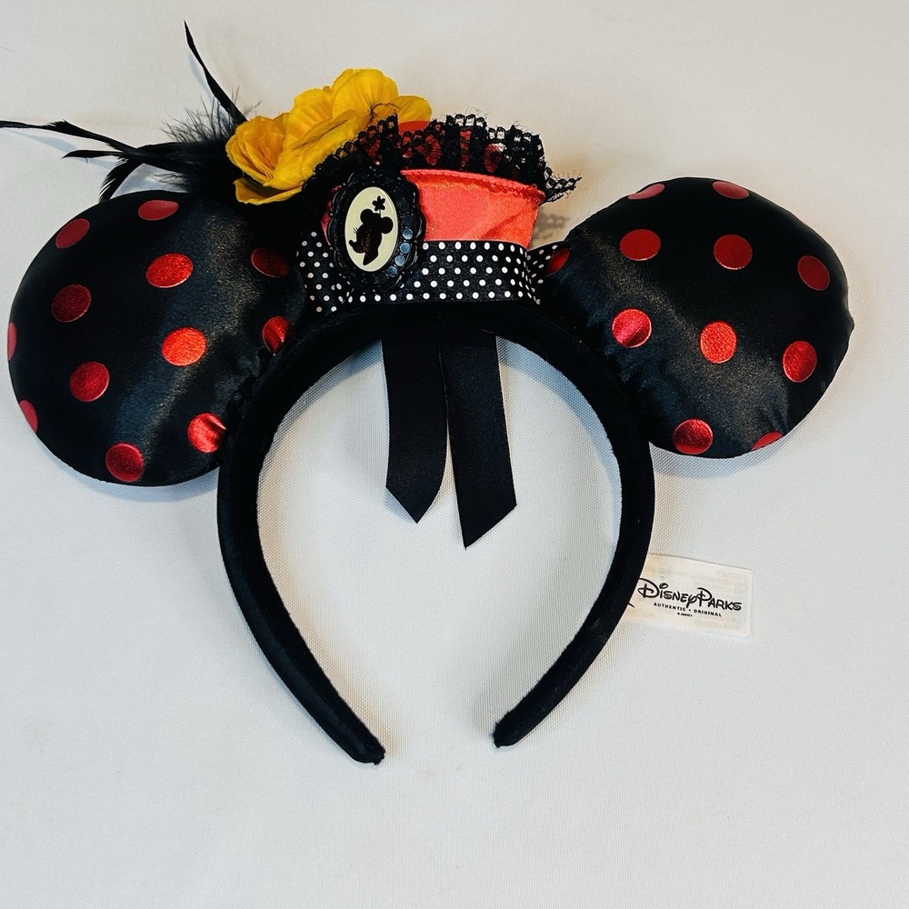 Disney Parks Minnie Mouse French Quarter Ears Headband Red Black Polka Dot Hat